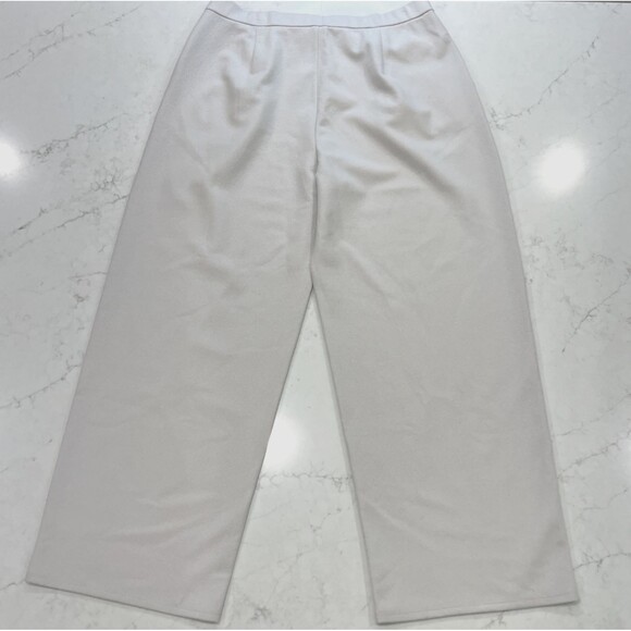 Eileen Fisher NEW XL Chalk Boiled Wool Jersey Hi Waisted Wide Leg Pants Pockets - Picture 2 of 9